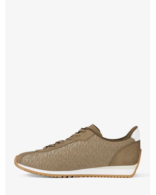 MICHAEL Michael Kors Natural Mk Rhodes Quilted Logo Leather Trainer