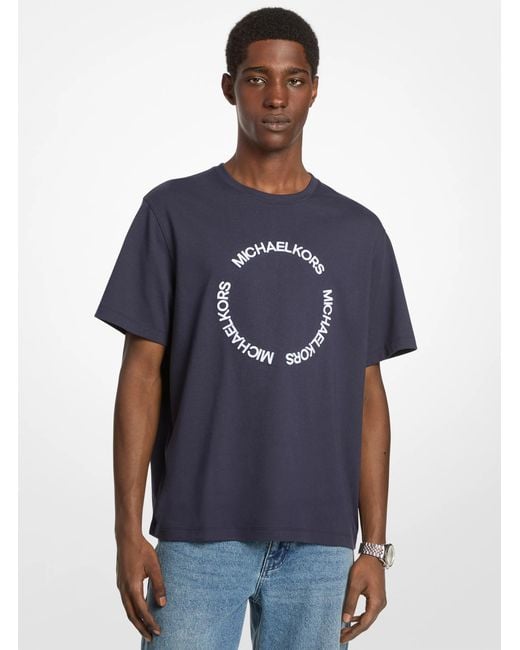 Michael Kors Blue Circle Logo Graphic T-shirt for men