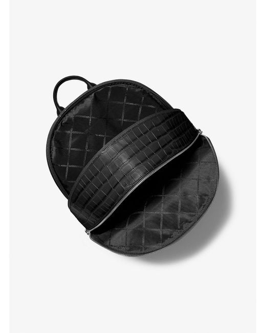 Michael Kors Black Hudson Crocodile Embossed Leather Commuter Backpack for men