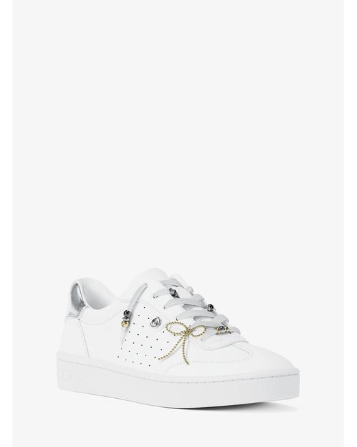 MICHAEL Michael Kors White Scotty Embellished Leather Sneaker