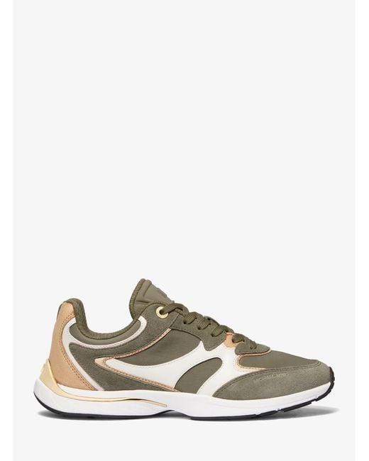 MICHAEL Michael Kors White Riley Mixed-Media Trainer