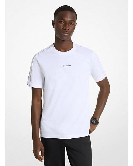 Michael Kors White Logo Tape Cotton T-shirt for men