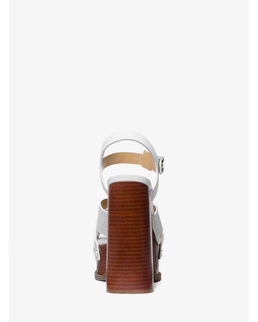 Michael Kors White Nora Leather Platform Sandal