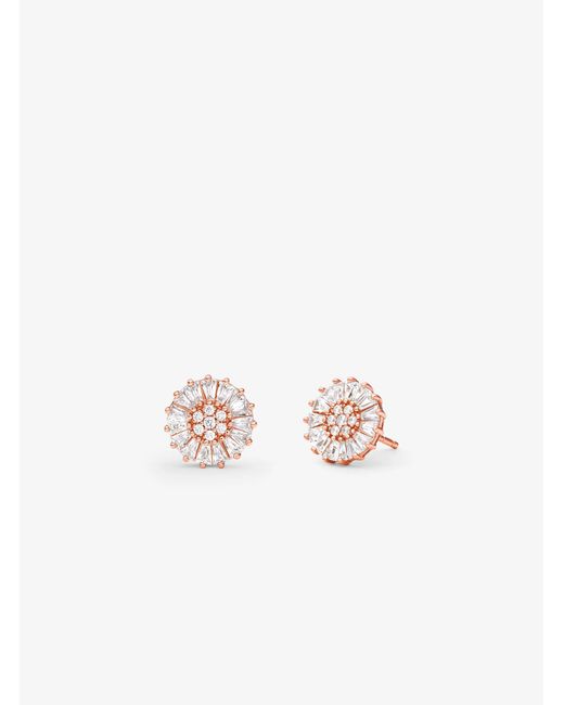 Michael Kors White Mk Precious Metal-Plated Sterling Pavé Stud Earrings