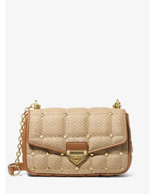 Michael Kors Soho Large Studded Quilted Straw Shoulder Bag in Natural Lyst Canada