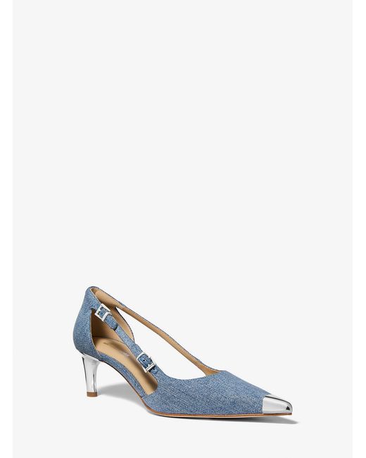 MICHAEL Michael Kors Blue Mk Kasia Denim Kitten Pump
