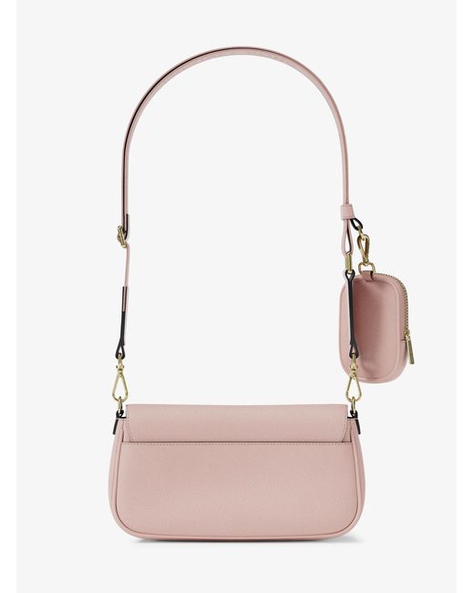 Michael Kors Pink Jet Set Travel Small Pebbled Leather Crossbody Bag With Pouch