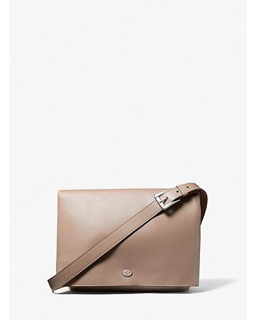 Michael Kors Natural Gloria Medium Leather Messenger Bag