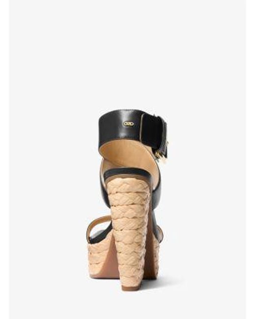 Michael Kors Rhoda Leather Platform Sandal in Black | Lyst