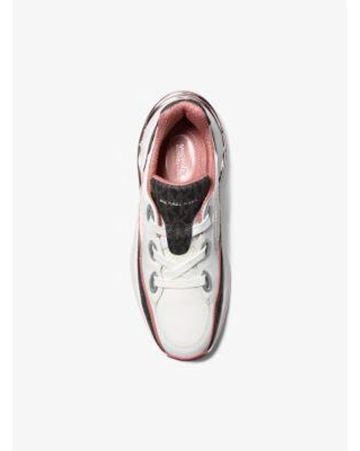 Michael Kors White Mk Toni Mixed-Media Trainer