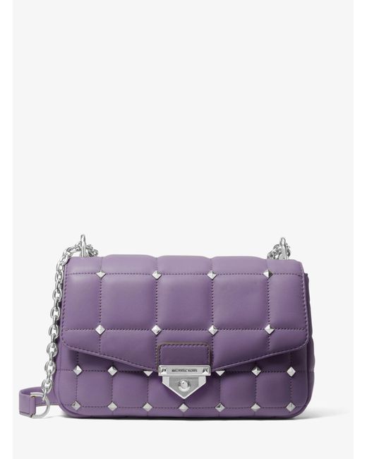 Michael Kors Purple Soho Large Studded Quilted Leather Shoulder Bag