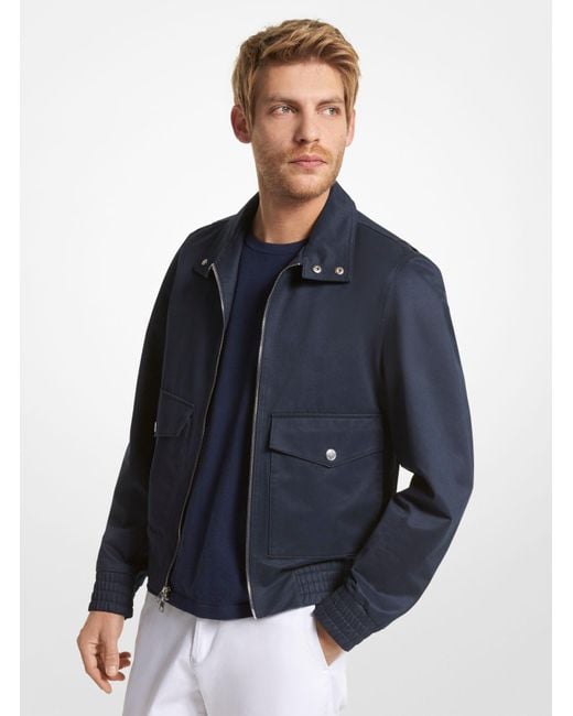 Michael Kors Blue Mk Cotton Blend Blouson Jacket for men