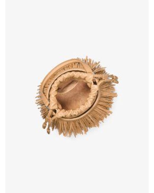 Michael Kors Natural Ischia Mini Leather And Fringe Bucket Bag
