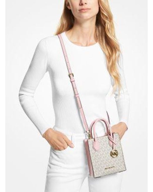 Michael Kors Pink Mercer Extra-Small Logo And Leather Crossbody Bag