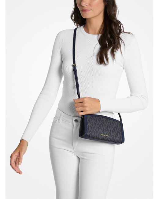 Mk Borsa A Tracolla Jet Set Media Con Logo di Michael Kors Outlet in Black
