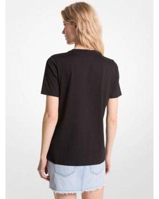 Michael Kors Black Empire Logo Organic Cotton Jersey T-shirt