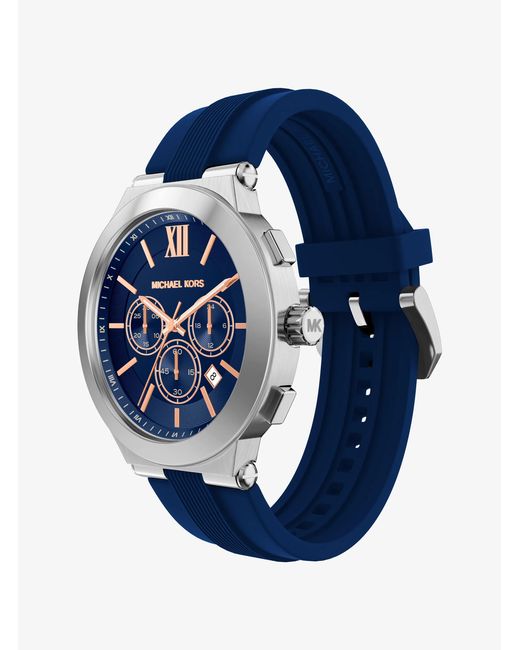 Michael Kors Blue Oversized Billie-Tone And Silicone Watch for men