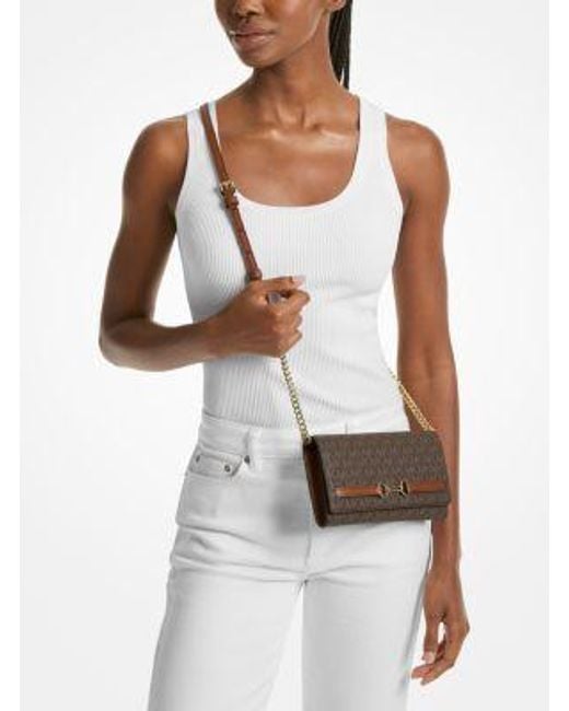 Michael Kors Brown Carson Large Signature Logo Convertible Crossbody Bag