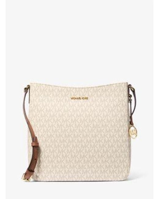 Michael Kors White Jet Set Travel Large Logo Messenger Bag