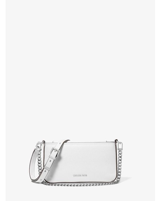 MICHAEL Michael Kors White Bryant Small Pebbled Leather Convertible Pochette