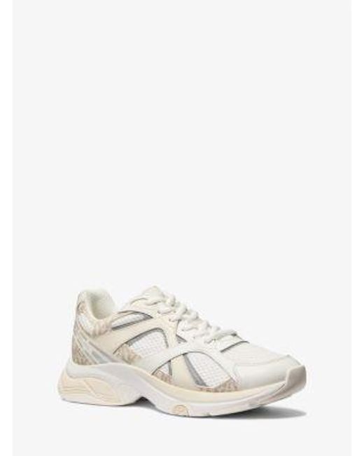 Michael Kors White Mk Leo Mixed-Media Trainer for men