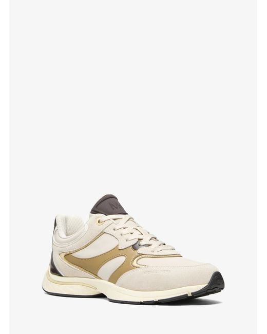 MICHAEL Michael Kors White Mk Riley Mixed-Media Trainer