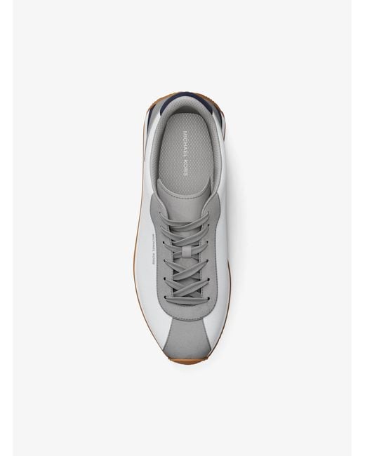 Michael Kors White Mk Rhodes Mixed-Media Trainer for men