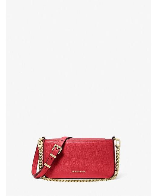 MICHAEL Michael Kors Red Bryant Small Pebbled Leather Convertible Pochette