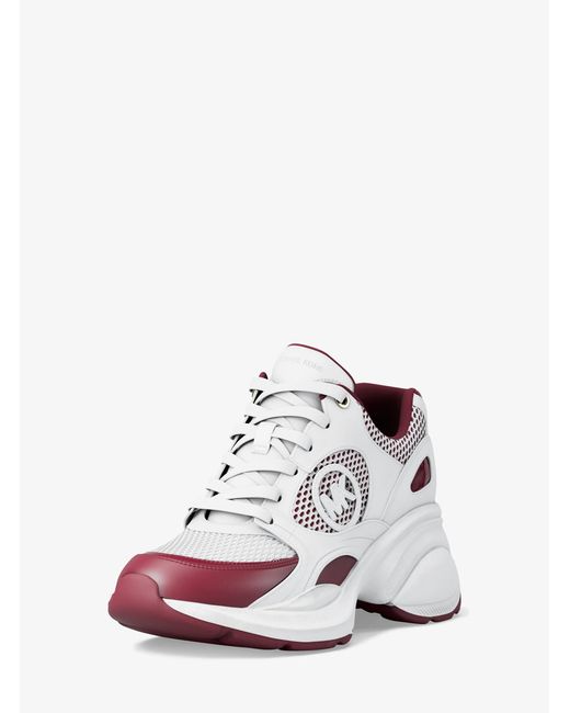 MICHAEL Michael Kors White Mk Zuma Leather And Mesh Trainer