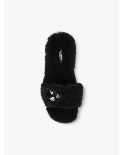 michael kors faux fur slides