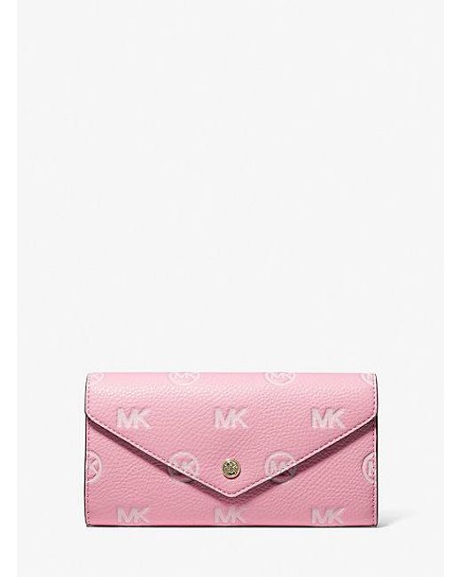 Michael Kors Pink Jet Set Travel Large Logo Debossed Envelope Wallet