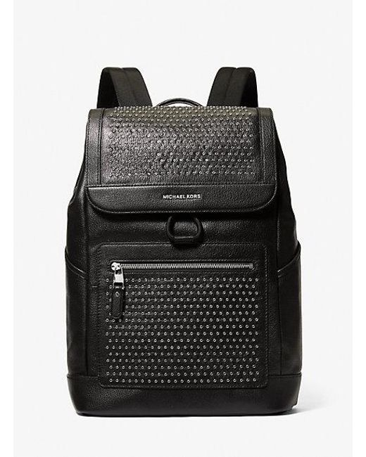 Michael Kors Black Hudson Medium Grommeted Leather Backpack for men