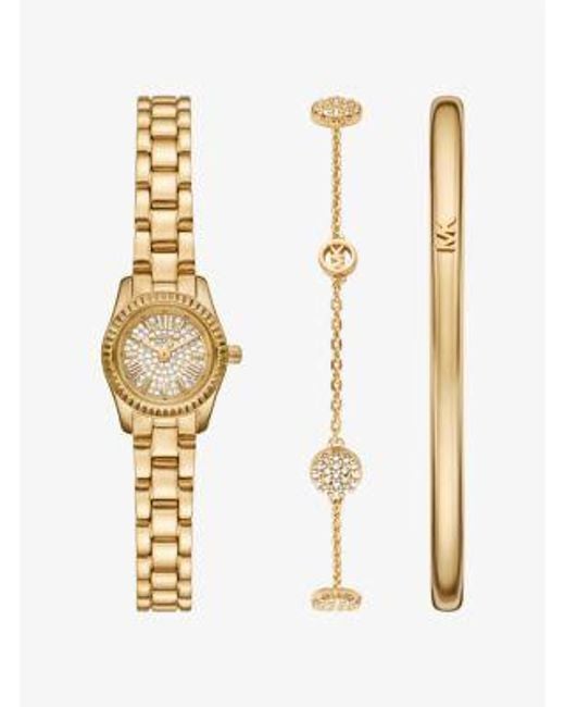 Michael Kors White Petite Lexington Pavé-Tone Watch And Jewelry Gift Set