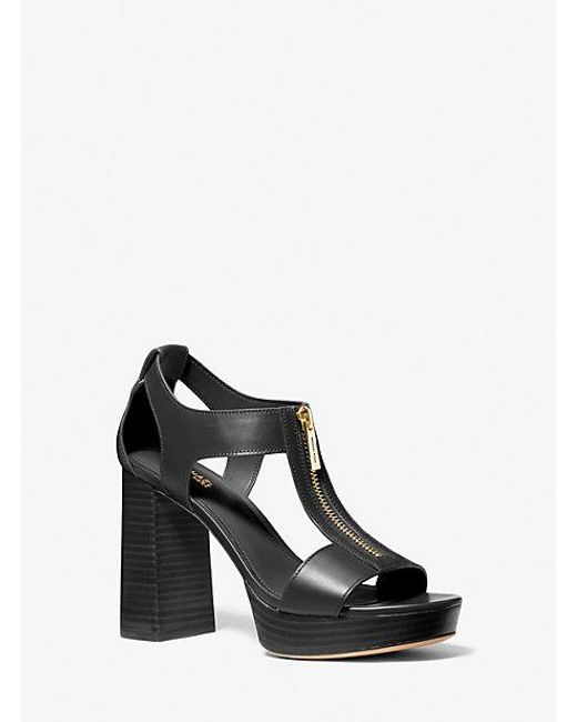 Michael Kors Black Berkley Leather Block-heel Sandal