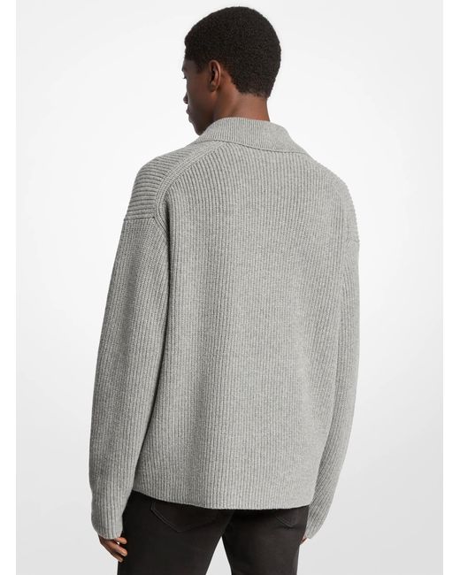 Michael Kors Gray Mk Ribbed Wool Blend Jumper for men