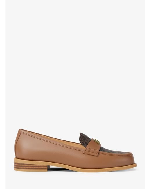 MICHAEL Michael Kors Brown Mk Lex Leather And Signature Logo Loafer
