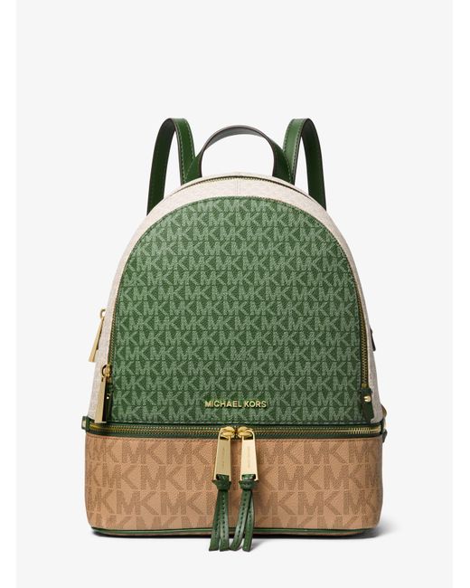 Michael Kors Green Rhea Medium Color-block Logo Backpack