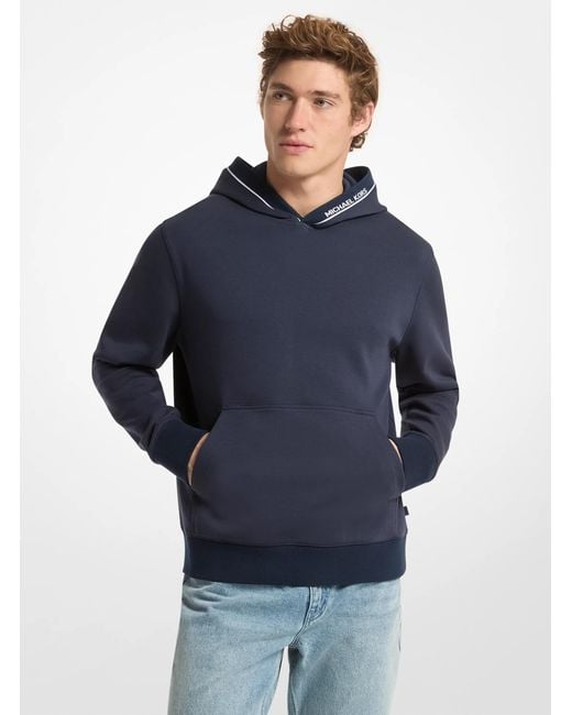 Michael Kors Blue Mk Logo Trim Cotton Blend Hoodie for men
