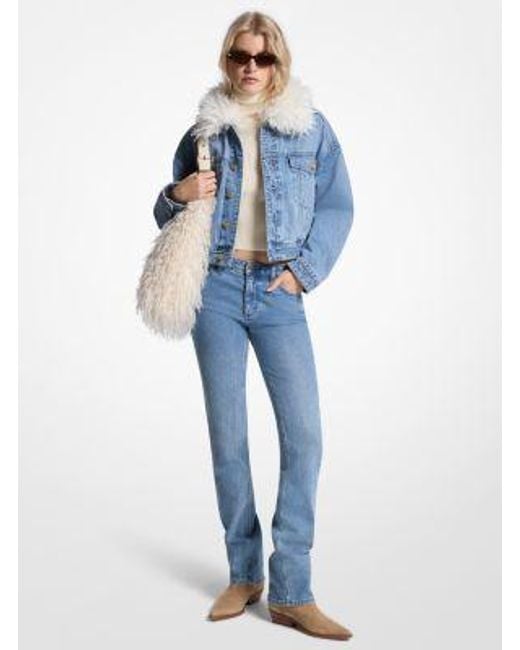 MICHAEL Michael Kors Blue Faux Fur Collar Denim Jacket