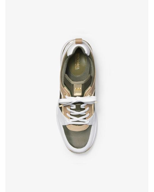 georgie canvas and embossed leather trainer