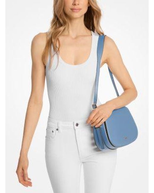 Michael Kors Blue Lydia Medium Leather Crossbody Bag