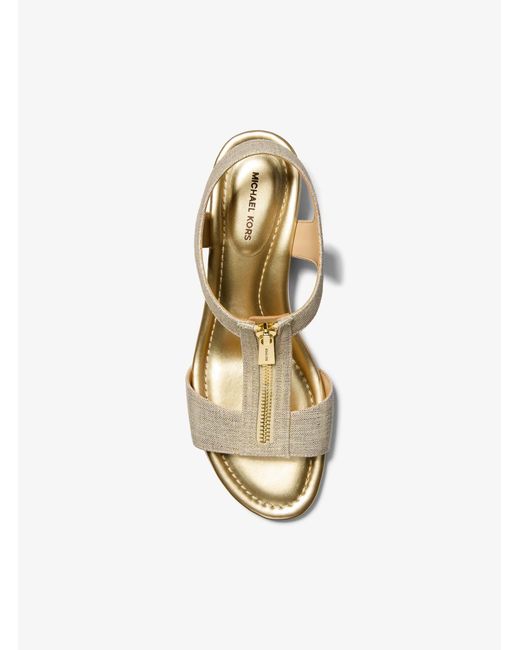 MICHAEL Michael Kors Natural Mk Berkley Metallic Linen Wedge Sandal