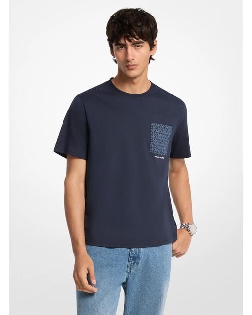Michael Kors Blue T-Shirt With Pocket Night for men