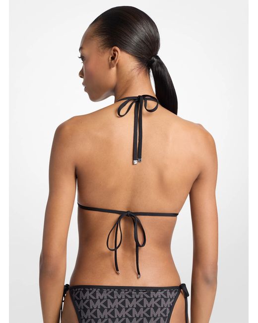 MICHAEL Michael Kors Black Mk Reversible Logo Triangle Bikini Top