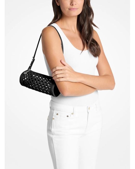 MICHAEL Michael Kors Black Mk Izzy Small Crocheted Barrel Pochette