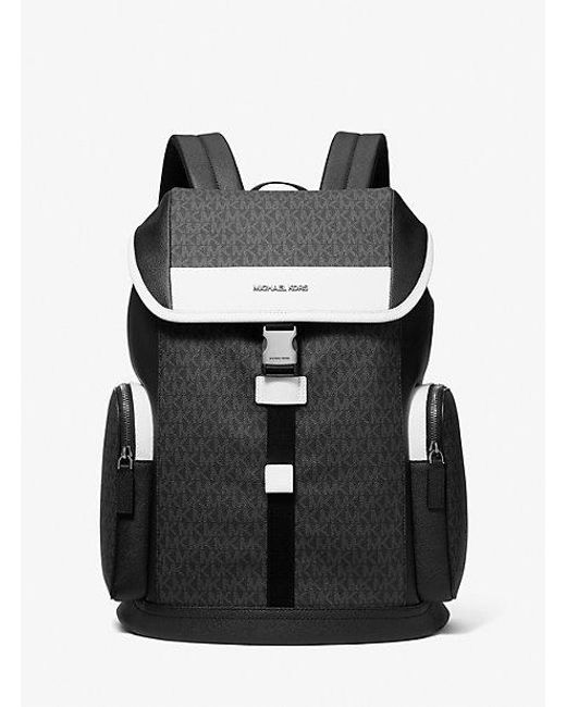 Michael Kors Black Cooper Color-Block Signature Logo Backpack for men