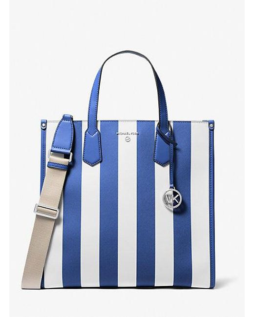Michael Kors Blue Maple Large Striped Tote Bag