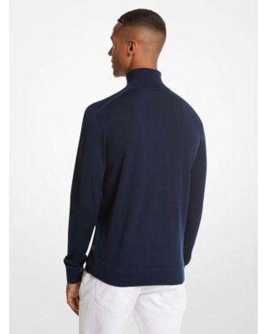 Michael Kors Blue Merino Wool Turtleneck Sweater for men