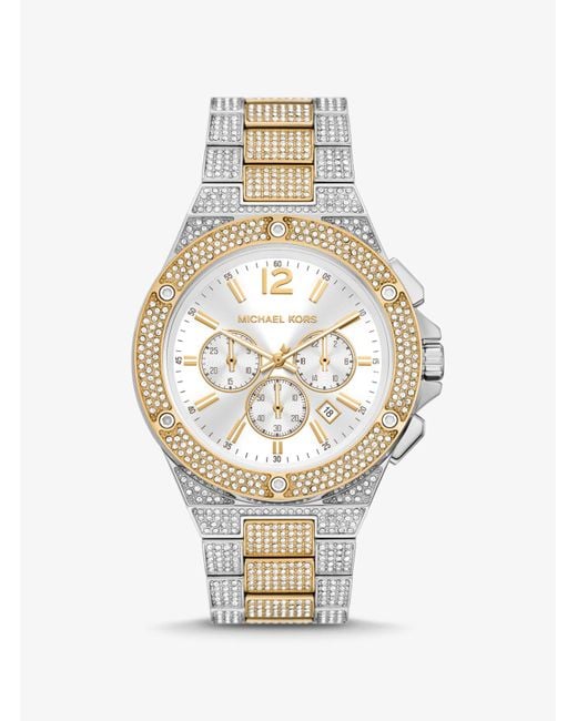 Reloj Lennox oversize en dos tonos con incrustaciones Michael Kors de hombre de color White