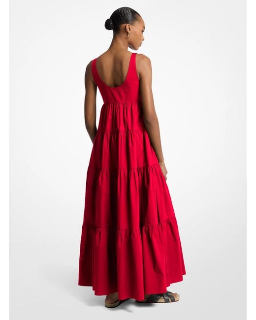 MICHAEL Michael Kors Mk Stretch Cotton Tiered Dress